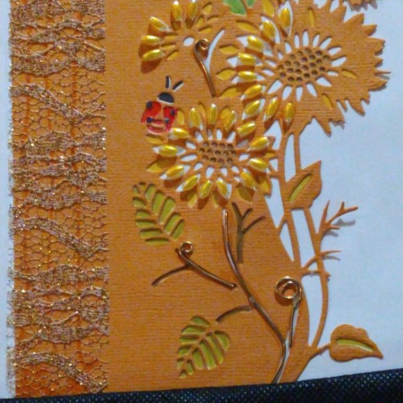 Autumn Gold painted Pearled Daisies Jewelled Sentiments - Picture 2 of 3